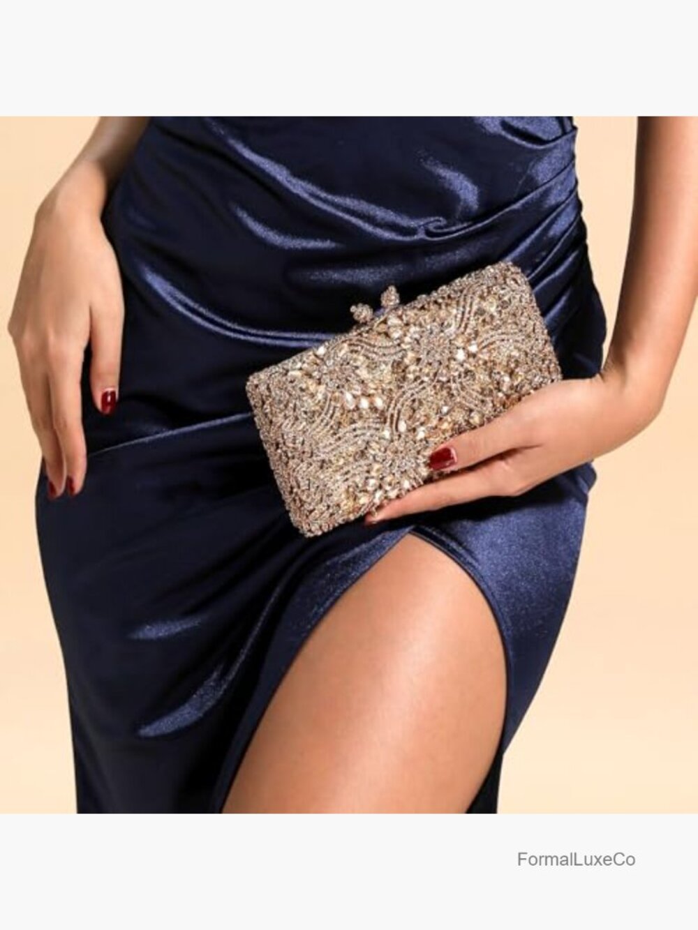Floral Crystal Clutch Purse Evening Handbag Rhinestone Bridal Mini Bag - Picture 2 of 7